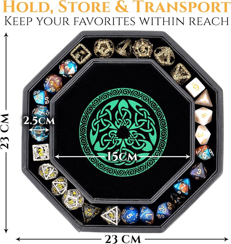Soar Forge Dice Tray for DND and RPG - Beautiful Green Valknut and Dragon 9 Inch Rolling Tray Compatible with Dungeons and Dragons and Tabletop RPGs - Box Storage to Protect Dice - Image 4
